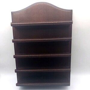 Vintage Wood Wall Trinket 5-Shelf Thimble Miniature Collectible Display Rack